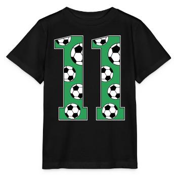 11 Birthday Football Green - Stanley/Stella MINI CREATOR Kids’ T-Shirt - black - Front - Mikhail (115cm)