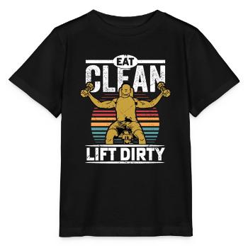 Mangez Clean Lift Dirty Weight Lifting Workout - T-shirt bio MINI CREATOR Stanley/Stella Enfant - noir - Devant - Mikhail (115cm)