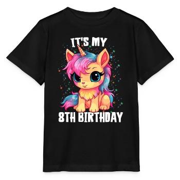 8 Year Old Girl Birthday Gift Unicorn - Stanley/Stella MINI CREATOR Kids’ T-Shirt - black - Front - Mikhail (115cm)