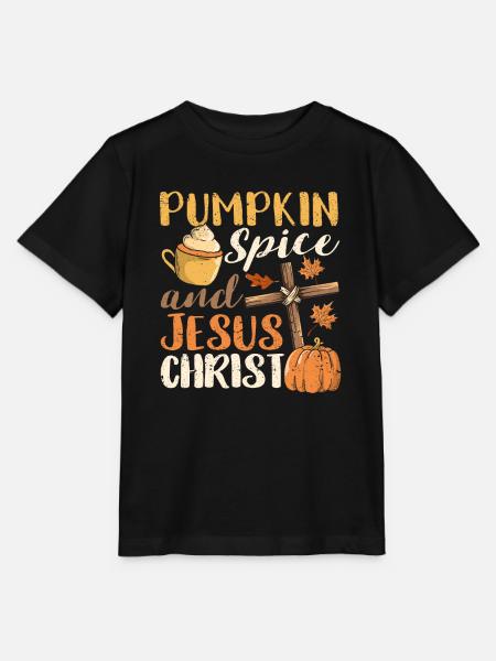 Kürbisgewürz und Jesus Christus Hallo Herbst - Stanley/Stella Kinder T-Shirt MINI CREATOR - Schwarz