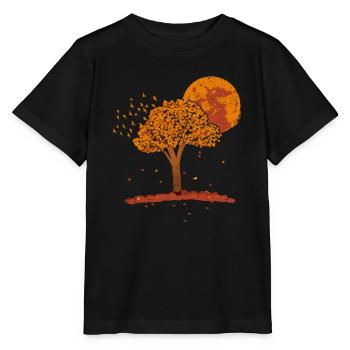 Pleine Lune Troupeau Oiseaux Montagne Faune Nature Rétro - T-shirt bio MINI CREATOR Stanley/Stella Enfant - noir - Devant - Mikhail (115cm)