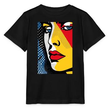 Komisches Pop-Art-Retro-verstecktes trauriges - Stanley/Stella Kinder T-Shirt MINI CREATOR  - Schwarz - Vorne - Mikhail (115cm)