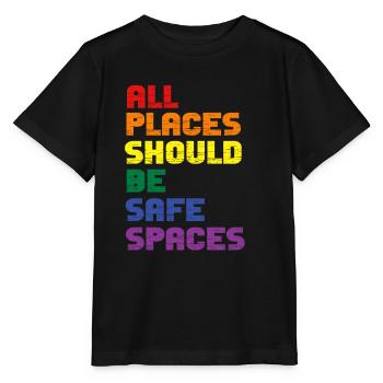 Alle Orte sollten sichere Orte sein Gay Pride Verbündeter - Stanley/Stella Kinder T-Shirt MINI CREATOR  - Schwarz - Vorne - Mikhail (115cm)