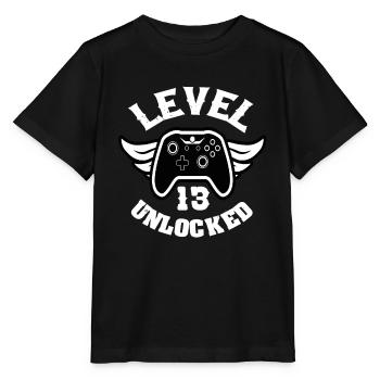 Level 13 Unlocked 13 Geburtstag - Stanley/Stella Kinder T-Shirt MINI CREATOR  - Schwarz - Vorne - Mikhail (115cm)