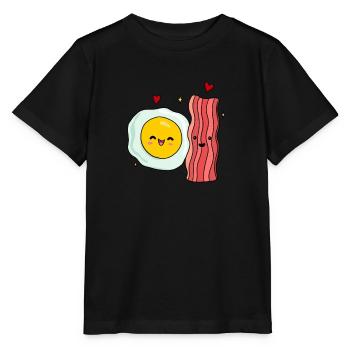 Egg Fried Egg Bacon Couple - Stanley/Stella MINI CREATOR Kids’ T-Shirt - black - Front - Mikhail (115cm)