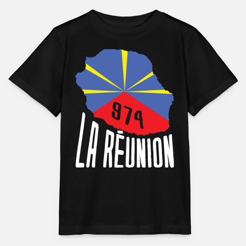 idee cadeau drapeau carte ile de la reunion 974 - T-shirt bio MINI CREATOR Stanley/Stella Enfant - noir