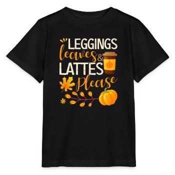 Leggings, leaves and latte, please funny - Stanley/Stella MINI CREATOR Kids’ T-Shirt - black - Front - Mikhail (115cm)