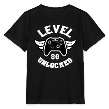 Level 80 Unlocked 80 Geburtstag - Stanley/Stella Kinder T-Shirt MINI CREATOR  - Schwarz - Vorne - Mikhail (115cm)