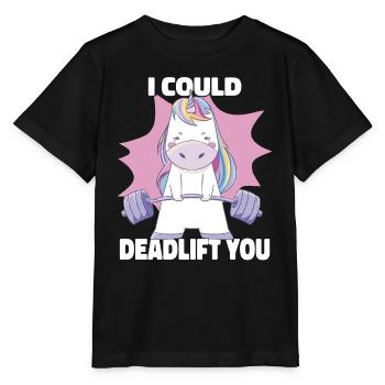 Ich könnte Kreuzheben Du Süßes Einhorn Powerlifting - Stanley/Stella Kinder T-Shirt MINI CREATOR  - Schwarz - Vorne - Mikhail (115cm)