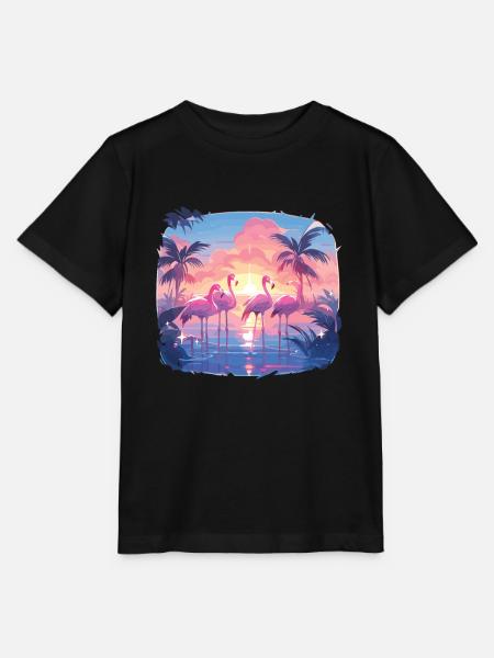 Flamingos Flamingo Party Flamingo Palmen - Stanley/Stella Kinder T-Shirt MINI CREATOR - Schwarz