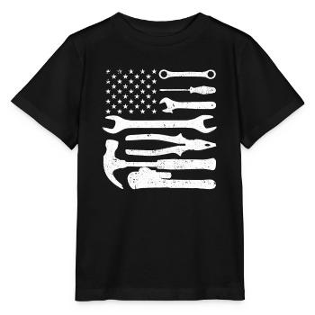 Amerikanische Flagge Mechaniker Heimwerker Patriot - Stanley/Stella Kinder T-Shirt MINI CREATOR  - Schwarz - Vorne - Mikhail (115cm)