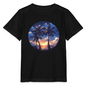 Palme Palmen Palme Sonnenuntergang Palmenstrand - Stanley/Stella Kinder T-Shirt MINI CREATOR  - Schwarz - Vorne - Mikhail (115cm)