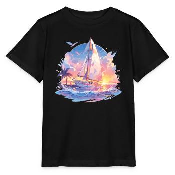 Voile, voile, voilier, voilier, voyage à la voile - T-shirt bio MINI CREATOR Stanley/Stella Enfant - noir - Devant - Mikhail (115cm)