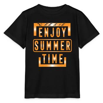 Profitez de l’heure d’été - T-shirt bio MINI CREATOR Stanley/Stella Enfant - noir - Devant - Mikhail (115cm)