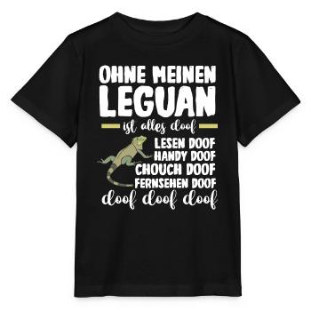 Ohne meinen Leguan ist alles doof - Stanley/Stella Kinder T-Shirt MINI CREATOR  - Schwarz - Vorne - Mikhail (115cm)