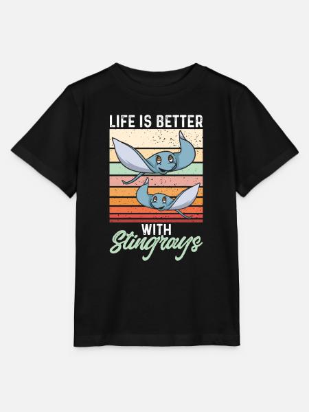 Stachelrochen Mantarochen Ozean Rochen - Stanley/Stella Kinder T-Shirt MINI CREATOR - Schwarz