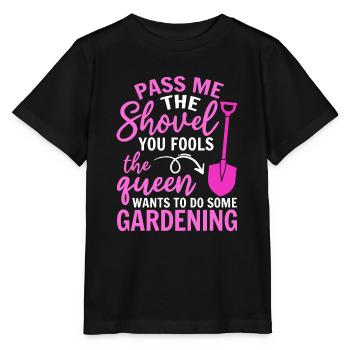 Spade ici, imbécile, la reine veut jardiner - T-shirt bio MINI CREATOR Stanley/Stella Enfant - noir - Devant - Mikhail (115cm)