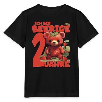 2. Geburtstag Jahre Kindergeburtstag - Erdbeer Bär - Stanley/Stella Kinder T-Shirt MINI CREATOR  - Schwarz - Vorne - Mikhail (115cm)