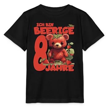 8. Geburtstag Jahre Kindergeburtstag - Erdbeer Bär - Stanley/Stella Kinder T-Shirt MINI CREATOR  - Schwarz - Vorne - Mikhail (115cm)