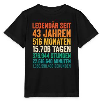 43 Jahre Fünfundvierzigster Geburtstag - Stanley/Stella Kinder T-Shirt MINI CREATOR  - Schwarz - Vorne - Mikhail (115cm)