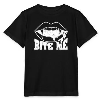 Beißen Sie mich Halloween Vampir blutige Zähne - Stanley/Stella Kinder T-Shirt MINI CREATOR  - Schwarz - Vorne - Mikhail (115cm)