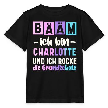 Name Charlotte Geschenk Grundschule - Stanley/Stella Kinder T-Shirt MINI CREATOR  - Schwarz - Vorne - Mikhail (115cm)