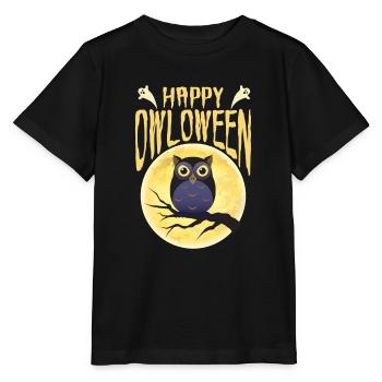 Happy Owloween Funny Halloween Owl Lover - Stanley/Stella MINI CREATOR Kids’ T-Shirt - black - Front - Mikhail (115cm)