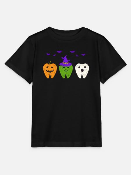 Zähne Geist Kürbis Hexe Niedlich Zahnarzt - Stanley/Stella Kinder T-Shirt MINI CREATOR - Schwarz