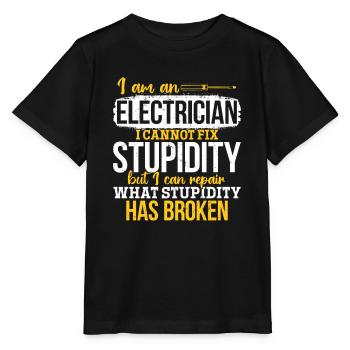 Électricien Je ne peux pas réparer la stupidité - T-shirt bio MINI CREATOR Stanley/Stella Enfant - noir - Devant - Mikhail (115cm)