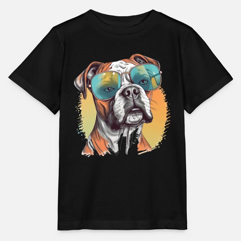 Tysk bokserhund med solbriller - Stanley/Stella T-shirt MINI CREATOR til børn - sort