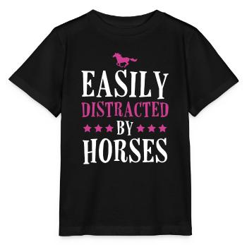 Facilement distrait par les chevaux - T-shirt bio MINI CREATOR Stanley/Stella Enfant - noir - Devant - Mikhail (115cm)