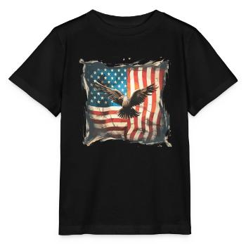 Vintage Amerika Flagge Weißkopfadler Usa - Stanley/Stella Kinder T-Shirt MINI CREATOR  - Schwarz - Vorne - Mikhail (115cm)