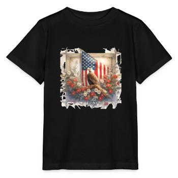 Vintage Amerika Flagge Weißkopfadler Usa - Stanley/Stella Kinder T-Shirt MINI CREATOR  - Schwarz - Vorne - Mikhail (115cm)
