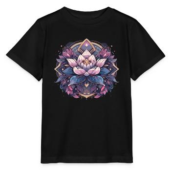Lotusblume Meditation - Stanley/Stella Kinder T-Shirt MINI CREATOR  - Schwarz - Vorne - Mikhail (115cm)