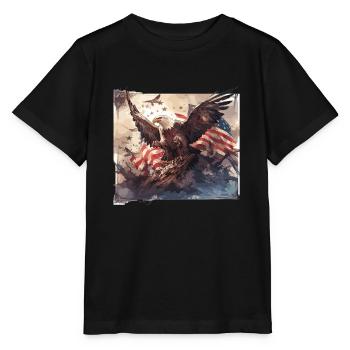 Weißkopfadler Amerika Amerika Fahne Usa - Stanley/Stella Kinder T-Shirt MINI CREATOR  - Schwarz - Vorne - Mikhail (115cm)