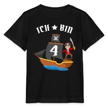 Seeräuber Seemann Kapitän 4. Geburtstag Pirat - Stanley/Stella Kinder T-Shirt MINI CREATOR  - Schwarz - Vorne - Mikhail (115cm)