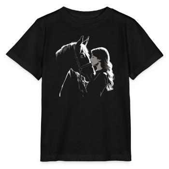 Rider & Horse | Horse Girl | Western Horseback Riding - Stanley/Stella MINI CREATOR Kids’ T-Shirt - black - Front - Mikhail (115cm)