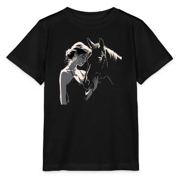 Cavalier & Cheval | Fille de cheval | Équitation Western - T-shirt bio MINI CREATOR Stanley/Stella Enfant - noir - Devant - Mikhail (115cm)