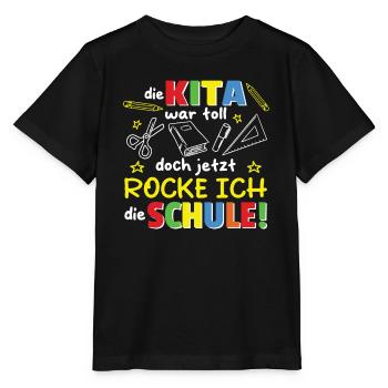 Kita Abschied jetzt rocke ich die Schule Schulkind - Stanley/Stella Kinder T-Shirt MINI CREATOR  - Schwarz - Vorne - Mikhail (115cm)