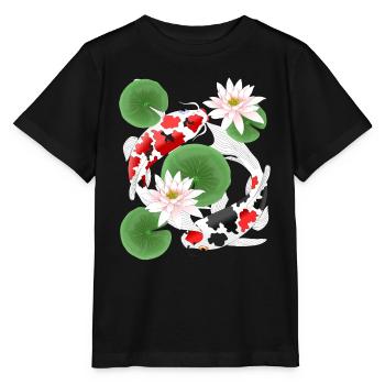 Koi dans l’étang aux nénuphars - T-shirt bio MINI CREATOR Stanley/Stella Enfant - noir - Devant - Mikhail (115cm)