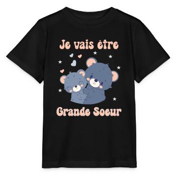 Je vais être grande-sœur future grande soeur - T-shirt bio MINI CREATOR Stanley/Stella Enfant - noir - Devant - Mikhail (115cm)