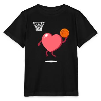Joueur de basket-ball Heart Dunking de la Saint-Valentin - T-shirt bio MINI CREATOR Stanley/Stella Enfant - noir - Devant - Mikhail (115cm)