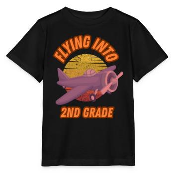 Fliegen in die 2. Klasse Zurück zur Schule für die 2. Klasse - Stanley/Stella Kinder T-Shirt MINI CREATOR  - Schwarz - Vorne - Mikhail (115cm)
