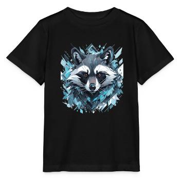 raccoon raccoon raccoon head animals - Stanley/Stella MINI CREATOR Kids’ T-Shirt - black - Front - Mikhail (115cm)