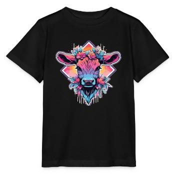 Vache Tête de vache Audacieuse Agriculture Veau - T-shirt bio MINI CREATOR Stanley/Stella Enfant - noir - Devant - Mikhail (115cm)