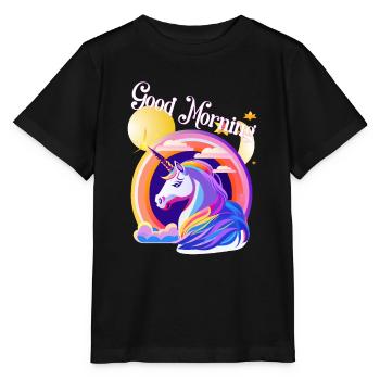 Guten Morgen Einhorn, bring mich durch den Tag - Stanley/Stella Kinder T-Shirt MINI CREATOR  - Schwarz - Vorne - Mikhail (115cm)