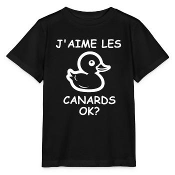 J'aime les canards - T-shirt bio MINI CREATOR Stanley/Stella Enfant - noir - Devant - Mikhail (115cm)