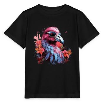 Tropical bird with sunglasses Tropical - Stanley/Stella MINI CREATOR Kids’ T-Shirt - black - Front - Mikhail (115cm)