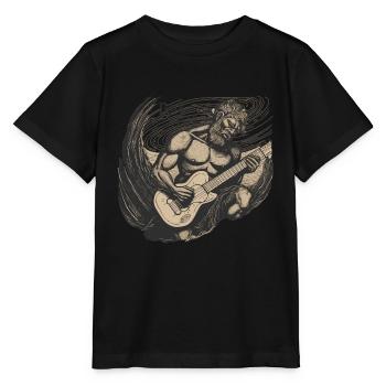 Homme jouant de la guitare électrique Rock 'n' roll - T-shirt bio MINI CREATOR Stanley/Stella Enfant - noir - Devant - Mikhail (115cm)