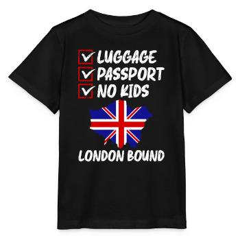 Luggage Passport No Kids London Bound Vacation - Stanley/Stella MINI CREATOR Kids’ T-Shirt - black - Front - Mikhail (115cm)